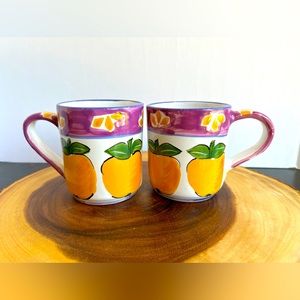 Vintage Mesa International Hand Crafted Mugs - Set of 2 Handpainted in Hungary